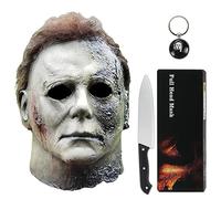 Noufun Masque Michael Myers pour Adultes - Halloween Kills 2021, Masque Complet de Visage d'horreur Halloween en Caoutchouc Latex Avec Cheveux - Couteau et Porte-clés Inclus (2021-BK)