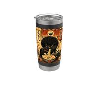 Nouilles japonaises mangeant des chats ramen afro-américains Neko Gobelet isotherme en acier inoxydable double paroi