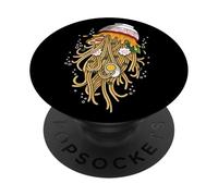 Nouilles japonaises Ramen méduses sur Le thème de l'océan pour Les Amateurs de Nourriture PopSockets PopGrip Adhésif