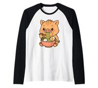 Nouilles Ramen Japonais Mangeant Un Sanglier Kawaii Mignon drôle Manche Raglan