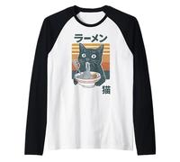 Nouilles Ramen rétro Mangeant des Chats Mangeant des mangeurs d'anime Filles garçons Hommes Femmes Manche Raglan