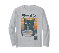 Nouilles Ramen rétro Mangeant des Chats Mangeant des mangeurs d'anime Filles garçons Hommes Femmes Manche Longue