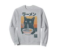 Nouilles Ramen rétro Mangeant des Chats Mangeant des mangeurs d'anime Filles garçons Hommes Femmes Sweatshirt
