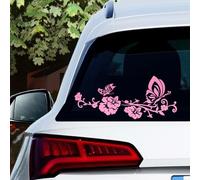 Nouiroy Autocollant créatif pour voiture - Gloire du matin et papillon - Autocollant amusant en vinyle réfléchissant pour fenêtre de voiture, camion, SUV (rose, papillon)