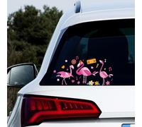 Nouiroy Autocollant double face en vinyle pour voiture, camion, maison, décoration murale, chat mignon, flamant rose, Capybara, autocollant de dessin animé pour vitrine, fenêtre (flamant rose)
