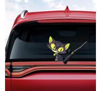 Nouiroy Autocollant double face pour essuie-glace arrière de voiture en forme de chat mignon - Autocollant en vinyle 3D pour pare-brise arrière de voiture (chat souriant)