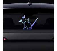 Nouiroy Autocollant en vinyle 3D pour essuie-glace arrière de voiture Motif chien et chat Bleu