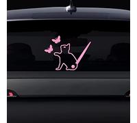 Nouiroy Autocollant en vinyle 3D pour essuie-glace arrière de voiture Motif chien et chat Rose