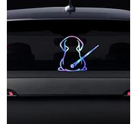 Nouiroy Autocollant réfléchissant en vinyle 3D pour essuie-glace arrière de voiture en forme de chat mignon - Motif chaton agitant la queue - Motif chien bleu arc-en-ciel