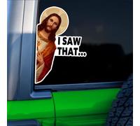 Nouiroy Lot de 2 autocollants amusants en vinyle pour voiture avec inscription « I Saw That Jesus » et autocollants amusants pour pare-chocs de voiture, camion, fenêtre de voiture (Jésus gauche avec