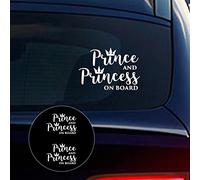 Nouiroy Lot de 2 autocollants en vinyle avec inscription « Prince and Princess on Board » pour voiture, pare-chocs, fenêtre de voiture, panneau d'avertissement de sécurité pour enfants, 15 x 10 cm,