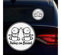 Nouiroy Lot de 2 autocollants en vinyle pour voiture avec inscription « Twins on Board » et « Baby in Car Love » - 18,4 cm - Blanc