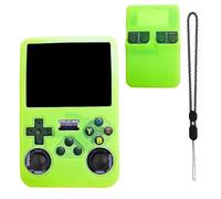 NOUKAJU Coque de protection en silicone pour console de jeu portable R36S rétro avec cordon de suspension, anti-chute, anti-rayures et antichoc - Vert
