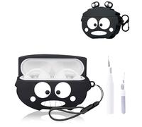 NOUKAJU Coque pour Baseus Bowie MC1 - Coque de protection pour écouteurs sans fil (avec mousqueton, cordon et stylo de nettoyage) - Anti-chute, anti-rayures et anti-chocs - Briquettes de charbon