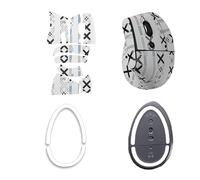 NOUKAJU Ruban adhésif professionnel pour souris Logitech Lift, bords arrondis incurvés, autocollant prédécoupé, résistant à la transpiration (tapis de pied + ruban adhésif blanc pour souris)