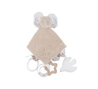 NOUKIE’S - Doudou Eléphant Bali - Peluche Hochet avec Activités et Etiquettes Ludiques - Attache Sucette et Fonction Marionnette - Jouet Réconfortant et Sensoriel pour Bébé - Cadeau Naissance