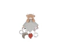 NOUKIE’S - Doudou Fluffy - Peluche avec Activités et Etiquettes Ludiques - Attache Sucette et Fonction Marionnette - Jouet Réconfortant et Sensoriel pour Bébé - Cadeau Naissance