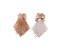 NOUKIE’S - Doudou réversible Jour et Nuit - Lapin Marron Moka - Matière Veloudoux® et Gaze de Coton Bio - Double Peluche éveil/Sommeil - Idéal pour apaiser et accompagner bébé