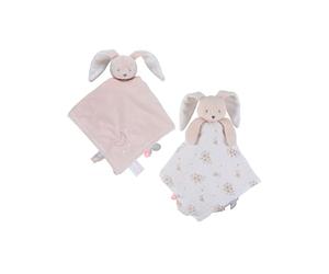 NOUKIE’S - Doudou réversible Jour et Nuit - Lapin Rose Rosie - Matière Veloudoux® et Gaze de Coton Bio - Double Peluche éveil/Sommeil - Idéal pour apaiser et accompagner bébé