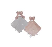 NOUKIE’S - Doudou réversible Jour et Nuit - Ours Rose Lily - Matière Veloudoux® et Gaze de Coton Bio - Double Peluche éveil/Sommeil - Idéal pour apaiser et accompagner bébé