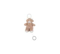 NOUKIE’S - Mini Musical Fluffy Beige - Peluche Musicale Bébé avec Mélodie Brahms Lullaby - Jouet Nomade Compact pour Voyage, Poussette et Sac à Langer - Cadeau Naissance