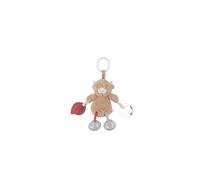 NOUKIE’S - Peluche de Voyage Fluffy Beige - Jouet Nomade avec Hochet à Billes, Clochettes, Pouet et Anneau de Fixation - Peluche d’Activités Douce à Suspendre pour Poussette et Cosy - Cadeau Naissance