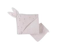 NOUKIE'S - Cape de Bain et Gant de Toilette en éponge pour bébé - Rose - Lapin Moka - Idéal dès la Naissance