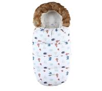 NOUKIE'S - Chancelière déperlante Blanche - Coupe-vent - Doublure chaude pour l'hiver - Bébé - Compatible poussette et siège auto - 6 à 36 mois - Motif Jungle - Anti-dérapant - 80x50 cm