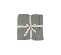 Noukie's - Couverture bébé 100x140 cm en Mousseline brodée & Sherpa - Coloris Kaki - Douce et Chaude - Idéale dès la Naissance