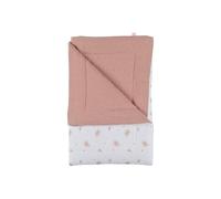 Noukie's - Couverture Mousseline pour Bébé - 100% Coton, 75×100 cm Motif Fleurs - Parfaite pour Poussette & Sieste - Blanc - Rose