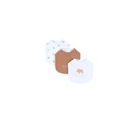 Noukie's - Lot de 3 Bavoirs Bébé Eléphants - Fermeture Scratch Douce - 100% Coton Marron - Bavoirs Repas Bébé - Protection Vêtements - Dès 1 à 12 Mois