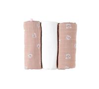 Noukie's - Lot de 3 Langes Bébé 70x70 cm - Allaitement - Bavoir épaule - Lange pour Change - Couverture légère bébé - Pare Soleil Poussette - Doudou - Accessoire maternité