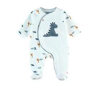 Pyjama dinosaure en velours, blanc/bleu 6M