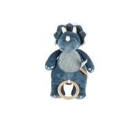NOUKIE'S - Peluche Musicale 20 cm pour bébé - Anneau en Bois - Sans piles - Jouet Nomade Compact pour Voyage, Poussette - Cadeau de Naissance - Dino Bleu Ops