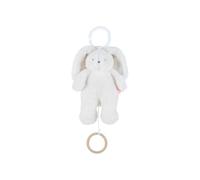 NOUKIE'S - Peluche Musicale 20 cm pour bébé - Anneau en Bois - sans Piles - Jouet Nomade Compact pour Voyage, Poussette - Cadeau de Naissance - Lapin Blanc Snow