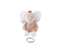 Noukie's - Peluche Musicale 20 cm pour bébé - Anneau en Bois - sans Piles - Jouet Nomade Compact pour Voyage, Poussette - Cadeau de Naissance - Eléphant Beige Bali