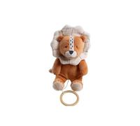 NOUKIE'S - Peluche Musicale 20 cm pour bébé - Anneau en Bois - Sans piles - Jouet Nomade Compact pour Voyage, Poussette - Cadeau de Naissance - Lion Caramel Babou