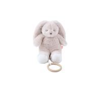 Noukie's - Peluche Musicale 20 cm pour bébé - Anneau en Bois - sans Piles - Jouet Nomade Compact pour Voyage, Poussette - Cadeau de Naissance - Lapin Beige Moka