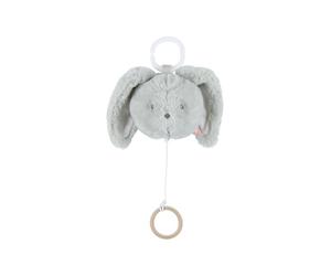 NOUKIE'S - Peluche Musicale Nomade 20 cm - Lapin Verdi Vert avec Anneau et accroche pour Poussette, Voiture - Éveil Musical - Cadeau Bébé