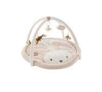 Noukie's - Tapis d'Éveil Bébé Veloudoux Moka Le Lapin - Tapis d’Activités Sensoriel avec Jouets Suspendus - Motricité, Développement Éveil - Lavable Machine - Naissance - Cadeau