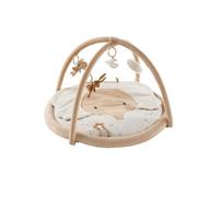 NOUKIE'S - Tapis d'Éveil Bébé Veloudoux Stegi Bali l'Eléphant - Tapis d’Activités Sensoriel avec Jouets Suspendus - Motricité, Développement Éveil - Lavable Machine - Naissance - Cadeau