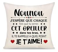 Nounou J'espère Que Chaque Fois Que Tu Serres Cet Oreiller Tan tes Bras il Te Rappelle a Quel Point je t'aime Housse de Coussin pour Femme Merci Cadeau Décorative Cadeaux d'anniversaire Noël (Nounou)