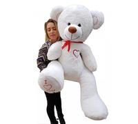 Nounours En Peluche Énorme Teddy Bear 75+85 Blanc-Rouge