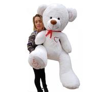 Nounours en peluche énorme teddy bear 75+85 blanc-rouge
