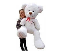 Nounours En Peluche Énorme Teddy Bear 75+85 Blanc-Rouge
