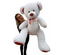 Nounours En Peluche Énorme Teddy Bear 75+85 Blanc-Rouge-B