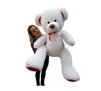 Nounours en peluche énorme Teddy Bear 75+85 blanc-rouge-b