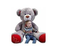 Nounours en peluche énorme Teddy Bear 75+85 gris-rouge