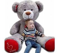 Nounours en peluche énorme Teddy Bear 75+85 gris-rouge Multicolore G