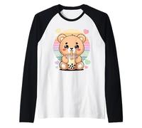Nounours Mignon Bubble Tea Boba Amour Arc en Ciel Manche Raglan